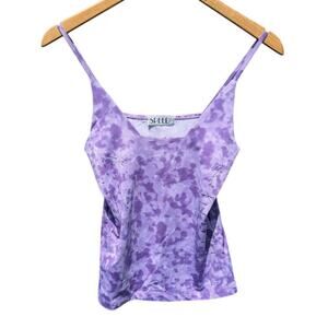 Square Neck Lilac purple tank top water color body con Y2K vintage speed S